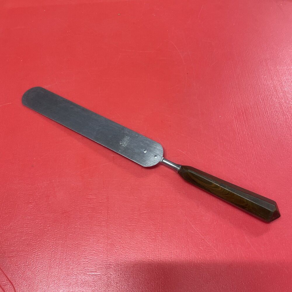 Vintage 12” ANDROCK Icer Spreader SPATULA w Marble BAKELITE HANDLE